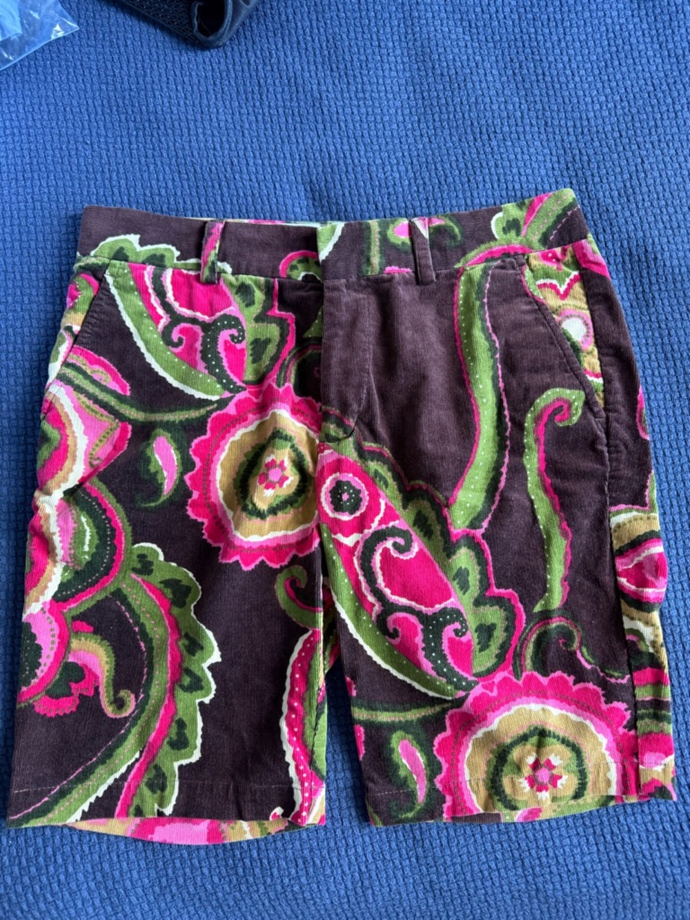 Trina Turk Brown with Pink & Green Paisley Swim Trunks